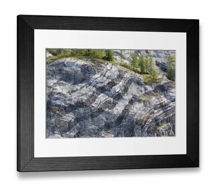 Framed Print : USA, Alaska, Glacier Bay National Park. Layers of striated rock on Gloomy Knob. Credit as
