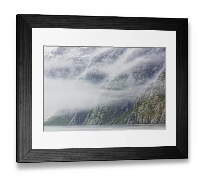 Framed Print : USA, Alaska, Glacier Bay National Park. Fog and clouds on mountain