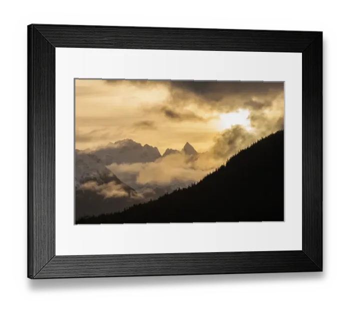 Framed Print : USA, Alaska, Chilkat River Valley. Mountain sunrise Framed Print : USA, Alaska, Chilkat River Valley. Mountain sunrise