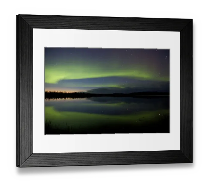 Framed Print : USA, Alaska, Bettles. Aurora borealis reflects in Vor Lake Waterlane Framed Print : USA, Alaska, Bettles. Aurora borealis reflects in Vor Lake Waterlane