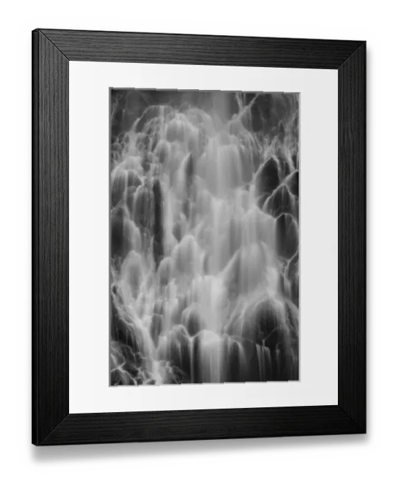 Framed Print : USA, Alaska, Valdez. B&W scenic of Horsetail Falls