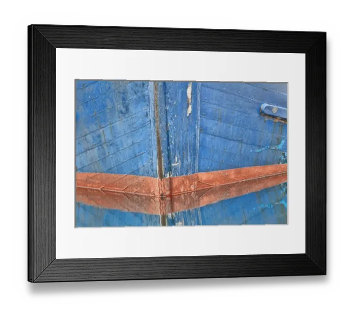 Framed Print : USA, Alaska, Hoonah. Abstract of fishing boat bow reflecting in water. Credit as