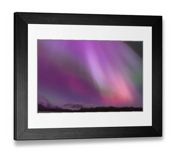 Framed Print : A vibrant display of Aurora Borealis fills the northern sky with a rainbow of colors