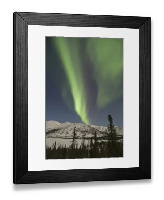 Framed Print : Curtains of aurora borealis dance across the sky over Grayling Lake on the South Framed Print : Curtains of aurora borealis dance across the sky over Grayling Lake on the South