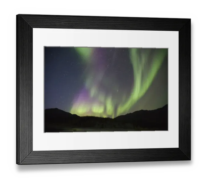 Framed Print : Curtains of brightly colored Aurora Borealis dance over the Koyukuk River in Framed Print : Curtains of brightly colored Aurora Borealis dance over the Koyukuk River in
