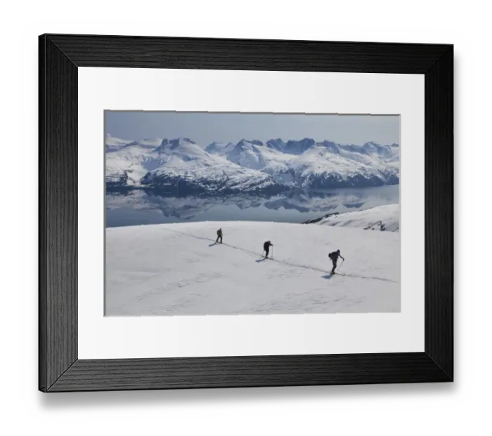 Framed Print : Backcountry skiing in Prince William Sound