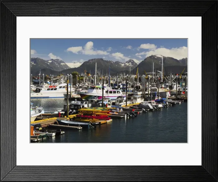 Framed Print : Port of Homer; Alaska; USA; with Kenai Mountains in the Background Framed Print : Port of Homer; Alaska; USA; with Kenai Mountains in the Background