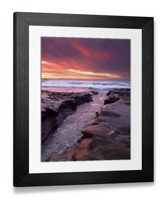 Framed Print : USA, California, La Jolla, Sunset over tide pools at Coast Blvd. Park