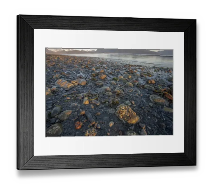 Framed Print : Low tide at sunrise. Lands End. Homer. Alaska