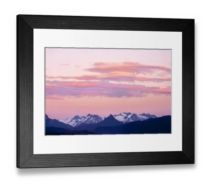 Framed Print : Kenai Mountains at sunrise. Seen from Lands End. Homer. Alaska