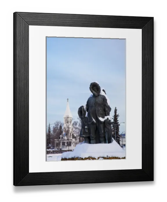 Framed Print : North America, USA, Alaska, Winter Scenes from Fairbanks Musher and Husky Memorial Framed Print : North America, USA, Alaska, Winter Scenes from Fairbanks Musher and Husky Memorial