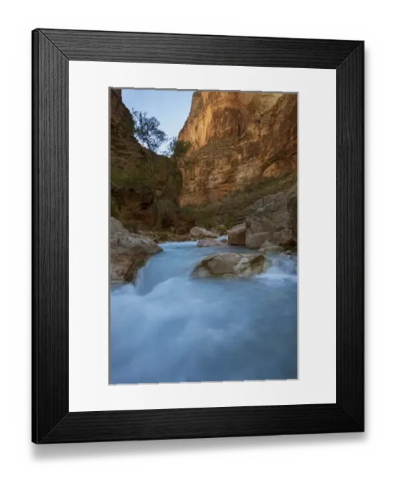 Framed Print : USA, Arizona, Grand Canyon National Park. Havasu Creeks blue water flows through gorge Framed Print : USA, Arizona, Grand Canyon National Park. Havasu Creeks blue water flows through gorge