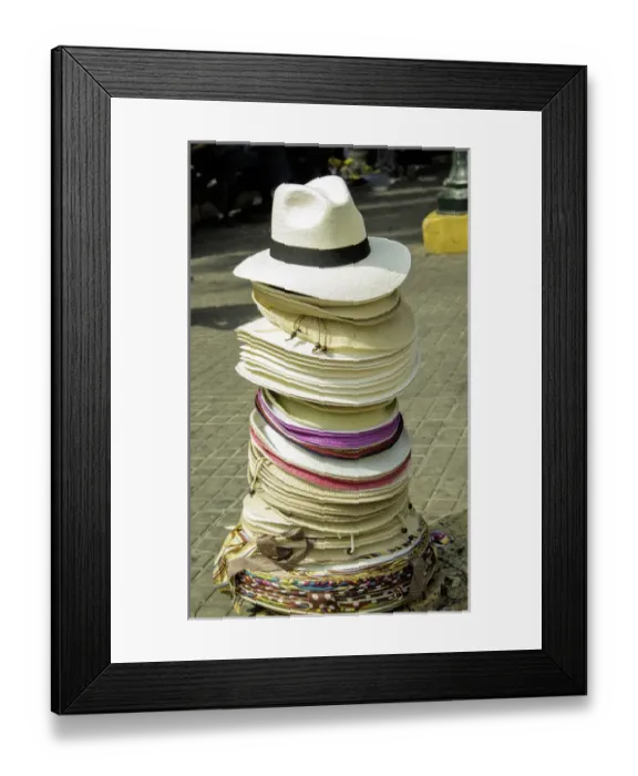 Framed Print : Lots og hats for sale in the Old City, Cartagena, Colombia Framed Print : Lots og hats for sale in the Old City, Cartagena, Colombia