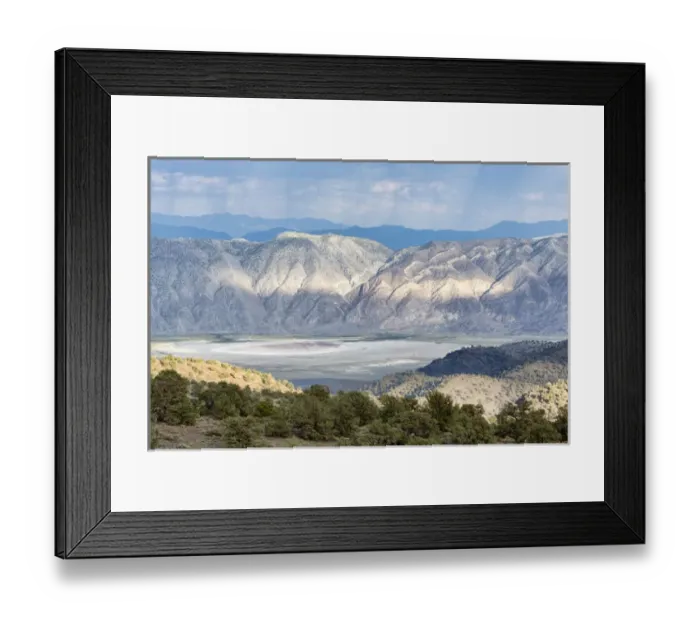 Framed Print : USA, California, Inyo National Forest. Landscape of Inyo Mountains at sunrise. Credit as