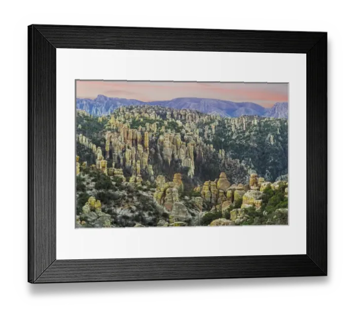 Framed Print : USA, Arizona, Chiricahua National Monument. Sunrise on rocky landscape. Credit as Framed Print : USA, Arizona, Chiricahua National Monument. Sunrise on rocky landscape. Credit as