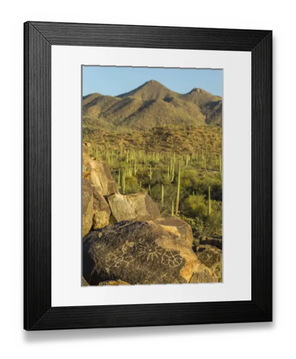 Framed Print : USA, Arizona, Saguaro National Park. Petroglyphs in Sonoran Desert Framed Print : USA, Arizona, Saguaro National Park. Petroglyphs in Sonoran Desert