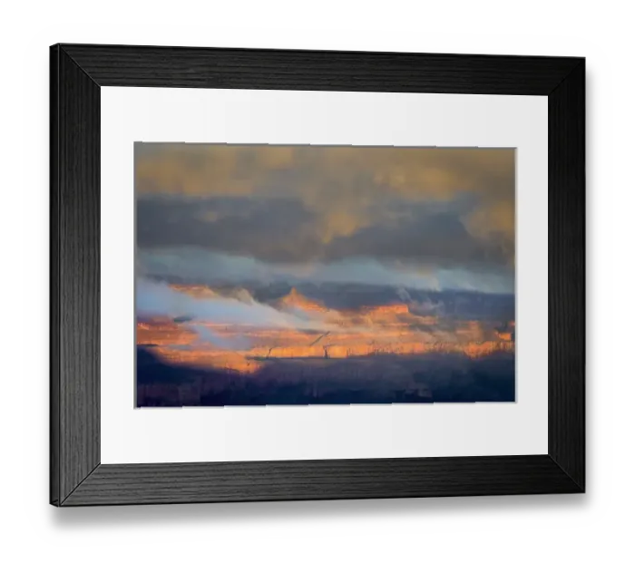 Framed Print : USA, Arizona, Grand Canyon National Park. Overview of canyon at sunset. Credit as