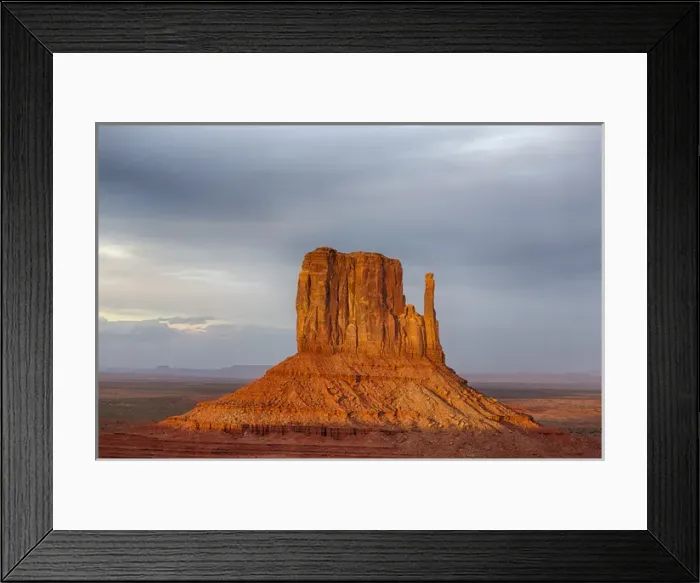 Framed Print : AZ, Monument Valley, West Mitten and storm clouds