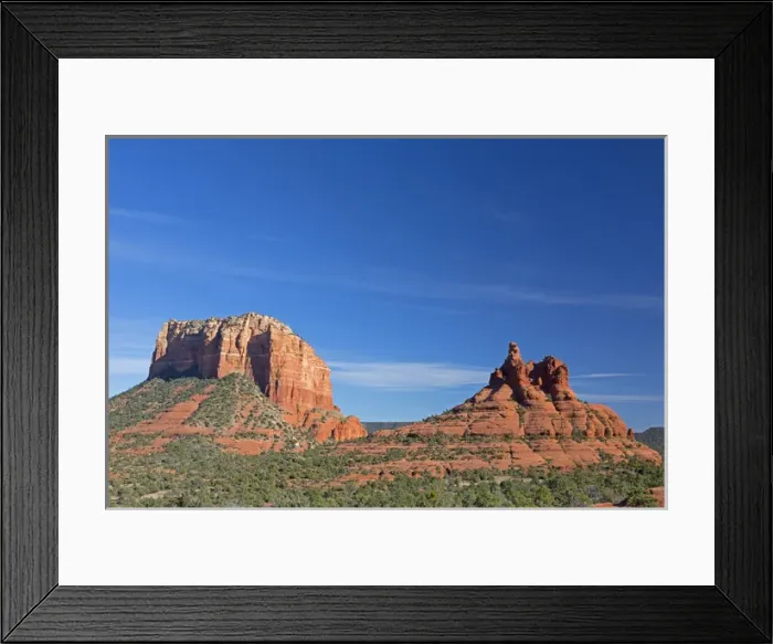 Framed Print : AZ, Sedona, Red Rock Country, Courthouse Butte and Bell Rock