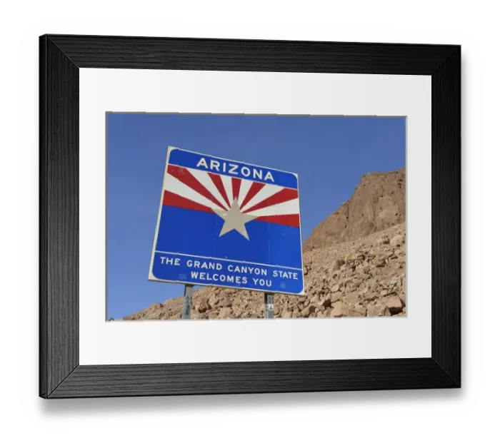 Framed Print : USA, Arizona, Arizona The Grand Canyon State Welcomes You sign, Hoover Dam Framed Print : USA, Arizona, Arizona The Grand Canyon State Welcomes You sign, Hoover Dam