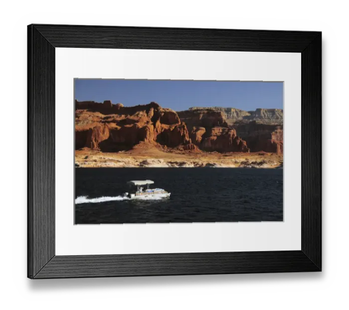 Framed Print : Pontoon Boat on Lake Powell; Glen Canyon National Recreation Area; Page; Arizona; USA