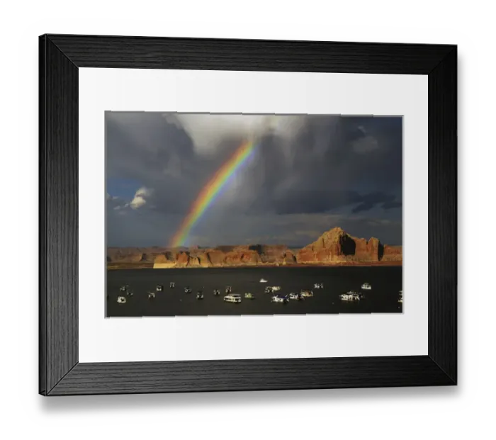 Framed Print : Rainbow over Wahweap Marina; Lake Powell; Glen Canyon National Recreation Area; Page Framed Print : Rainbow over Wahweap Marina; Lake Powell; Glen Canyon National Recreation Area; Page