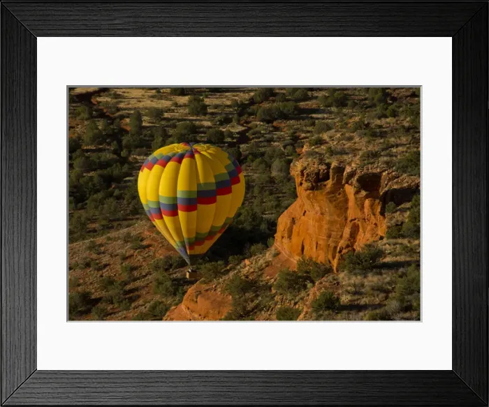 Framed Print : Hot air balloon; view from sister balloon; red rock country; Coconino National Forest Framed Print : Hot air balloon; view from sister balloon; red rock country; Coconino National Forest