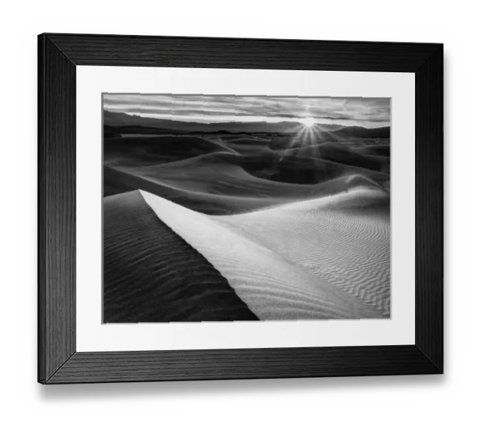 Framed Print : USA, California, Death Valley National Park, Sunrise over Mesquite Flat Dunes in black Framed Print : USA, California, Death Valley National Park, Sunrise over Mesquite Flat Dunes in black