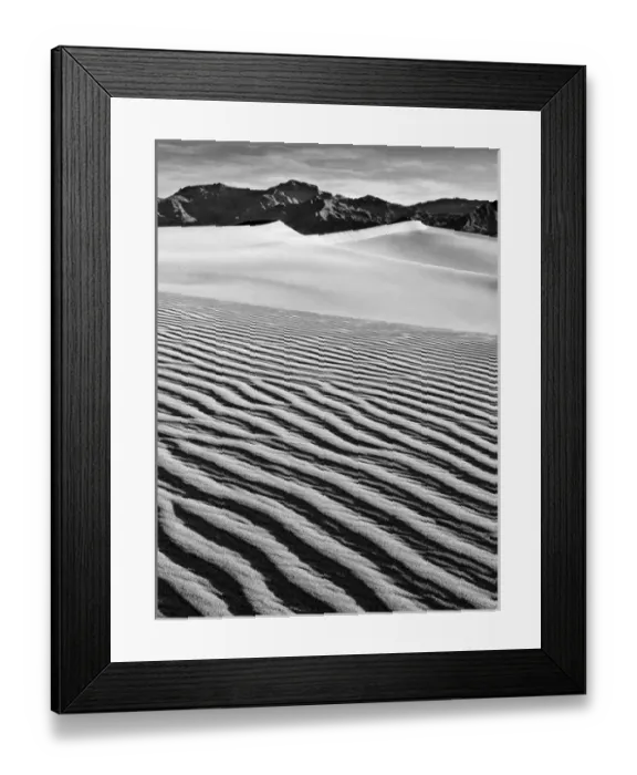 Framed Print : USA, California, Death Valley National Park, Early morning sun hits Mesquite Flat Dunes