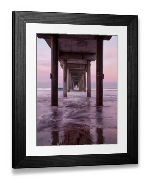 Framed Print : USA, California, La Jolla, Dawn under Scripps Pier at La Jolla Shores Framed Print : USA, California, La Jolla, Dawn under Scripps Pier at La Jolla Shores