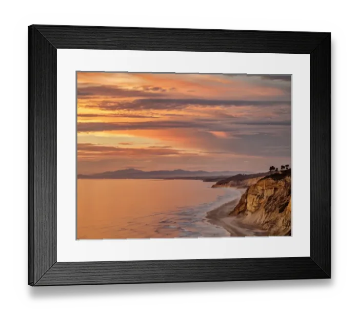 Framed Print : USA, California, La Jolla, Sunset over Blacks Beach and coast to the north Framed Print : USA, California, La Jolla, Sunset over Blacks Beach and coast to the north