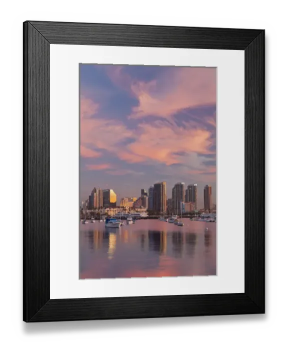 Framed Print : USA, California, San Diego. Sunset view of marina and downtown Framed Print : USA, California, San Diego. Sunset view of marina and downtown