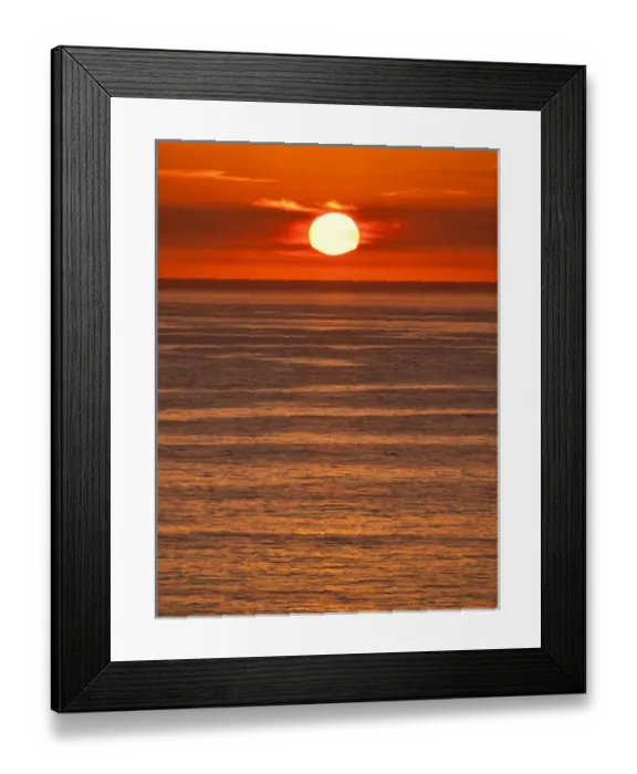 Framed Print : USA, California, La Jolla, Fiery sun drops into the Pacific Ocean