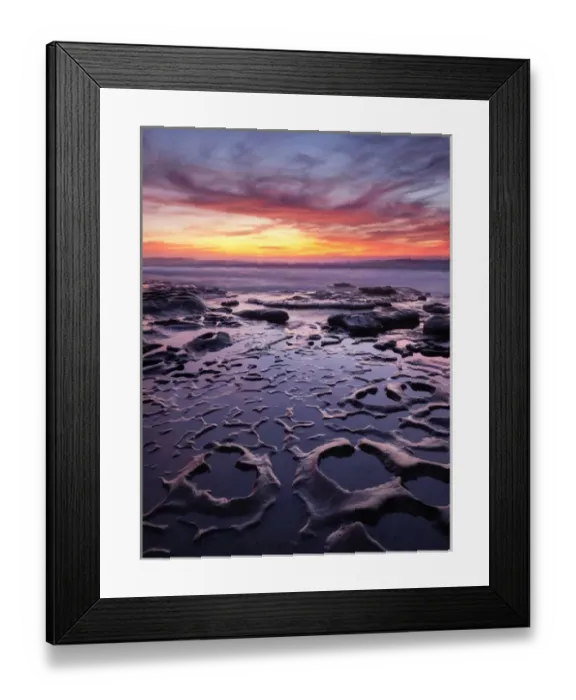 Framed Print : USA, California, La Jolla, Sunset at Coast Blvd. Park