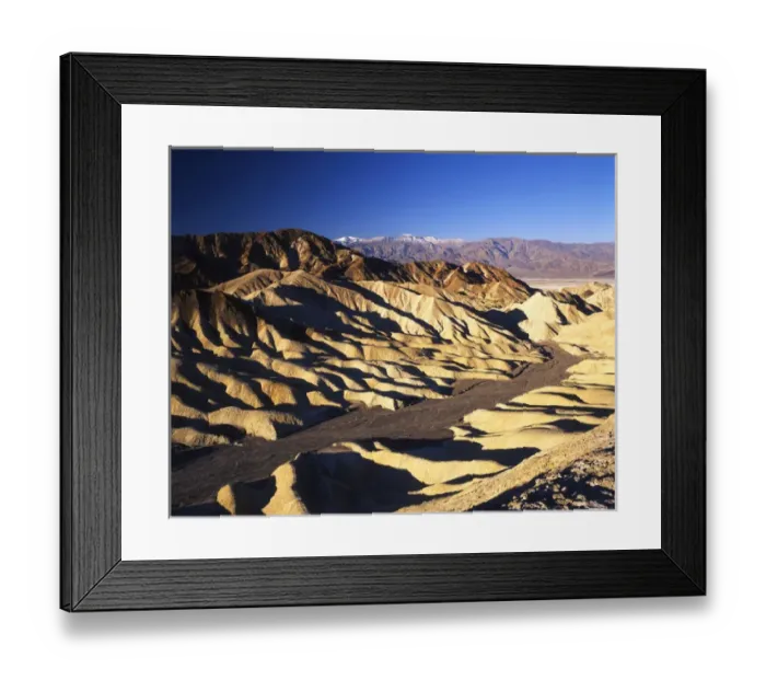 Framed Print : USA, California, Death Valley National Park, View of Zabriskie Point with Telescope