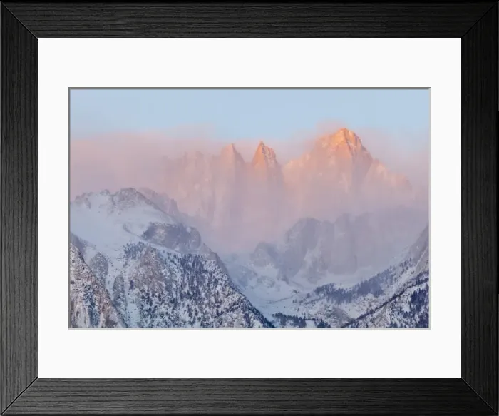 Framed Print : USA, California, Lone Pine. Sunrise on Mount Whitney as seen from the Alabama Hills Framed Print : USA, California, Lone Pine. Sunrise on Mount Whitney as seen from the Alabama Hills