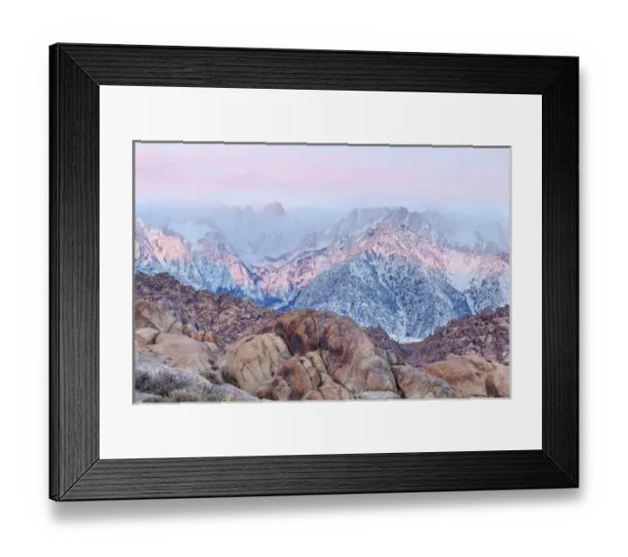 Framed Print : USA, California, Lone Pine. Sunrise on Mount Whitney as seen from the Alabama Hills Framed Print : USA, California, Lone Pine. Sunrise on Mount Whitney as seen from the Alabama Hills
