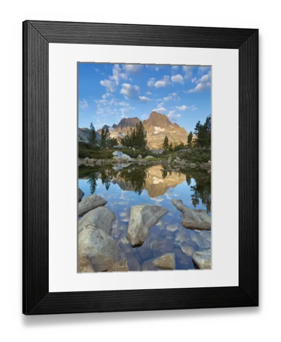 Framed Print : USA, California, Inyo National Forest. Rocky shore of Garnet Lake