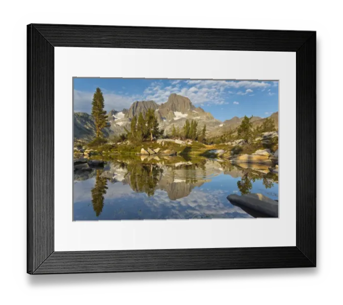 Framed Print : USA, California, Inyo National Forest. Mount Ritter and Banner Peak reflected in Garnet Lake