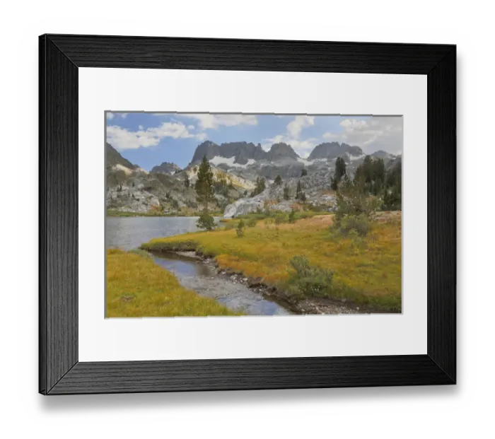 Framed Print : USA, California, Inyo National Forest. Landscape of The Minarets and Ediza Lake. Credit as