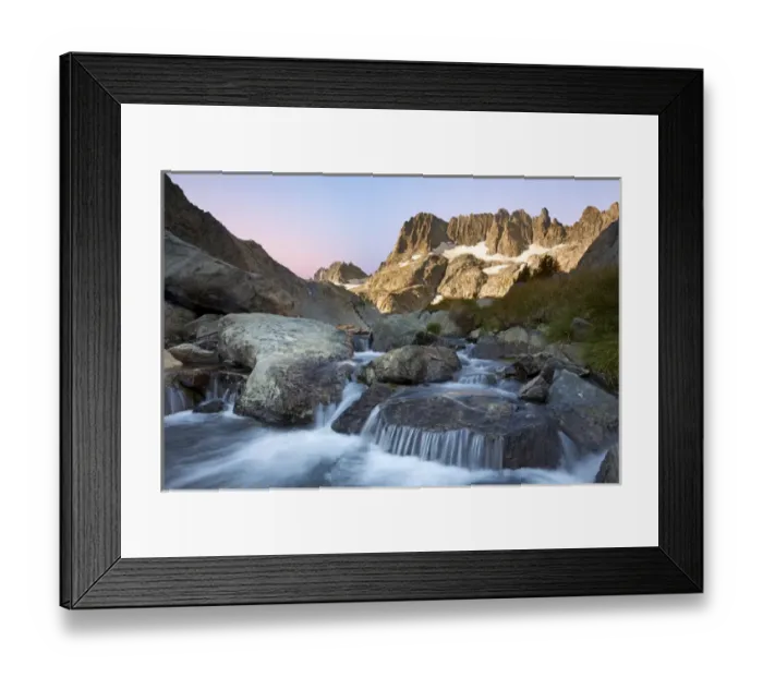 Framed Print : USA, California, Inyo National Forest. The Minarets and rapids in a stream. Credit as