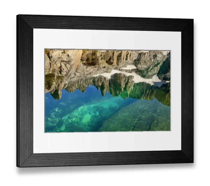 Framed Print : USA, California, Inyo National Forest. The Minarets reflected in Iceberg Lake. Credit as