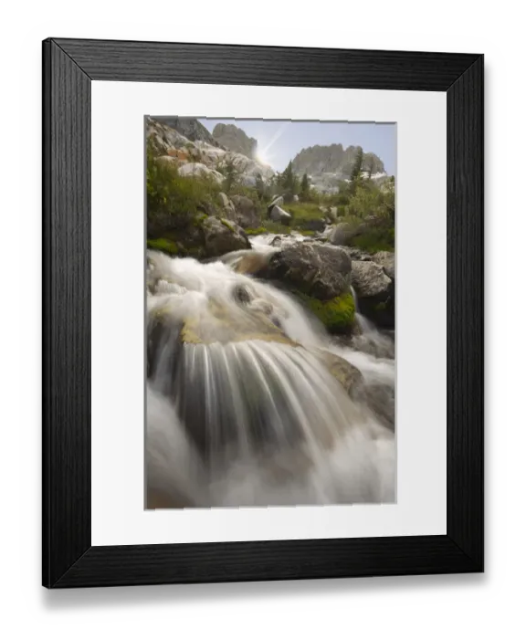 Framed Print : USA, California, Inyo National Forest. Stream flowing into Ediza Lake. Credit as