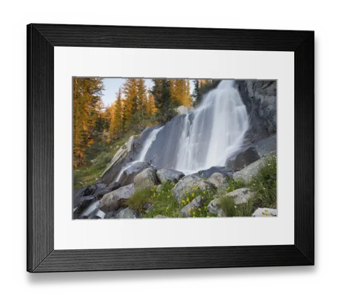 Framed Print : USA, California, Inyo National Forest. Close-up of waterfall near Ediza Lake. Credit as Framed Print : USA, California, Inyo National Forest. Close-up of waterfall near Ediza Lake. Credit as