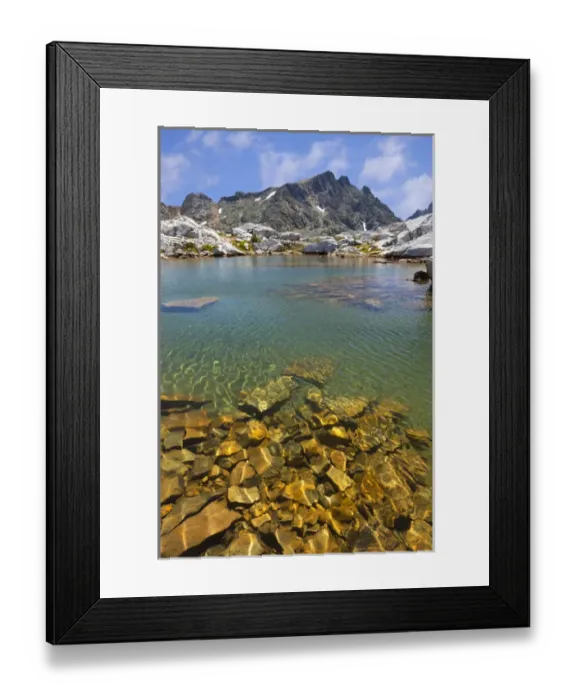 Framed Print : USA, California, Inyo National Forest. Small tarn near Nydiver Lakes Framed Print : USA, California, Inyo National Forest. Small tarn near Nydiver Lakes