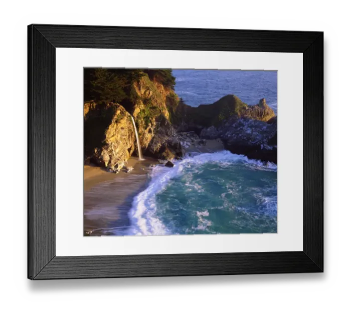 Framed Print : USA, California, Julia Pfeiffer Burns State Park. A waterfall along the coast Framed Print : USA, California, Julia Pfeiffer Burns State Park. A waterfall along the coast