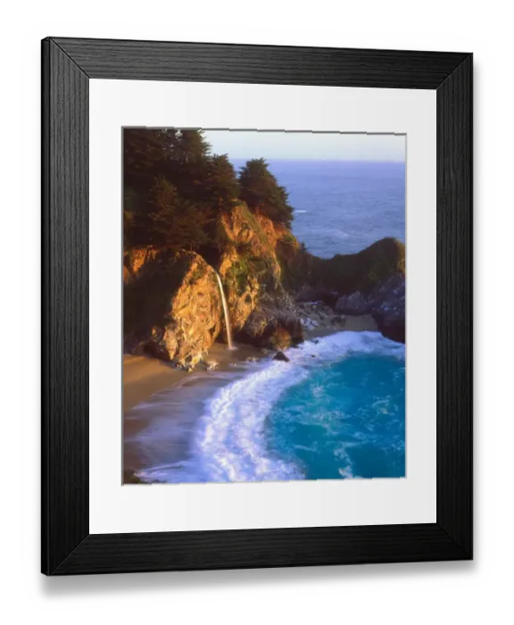 Framed Print : USA, California, Julia Pfeiffer Burns State Park. A waterfall along the coast Framed Print : USA, California, Julia Pfeiffer Burns State Park. A waterfall along the coast