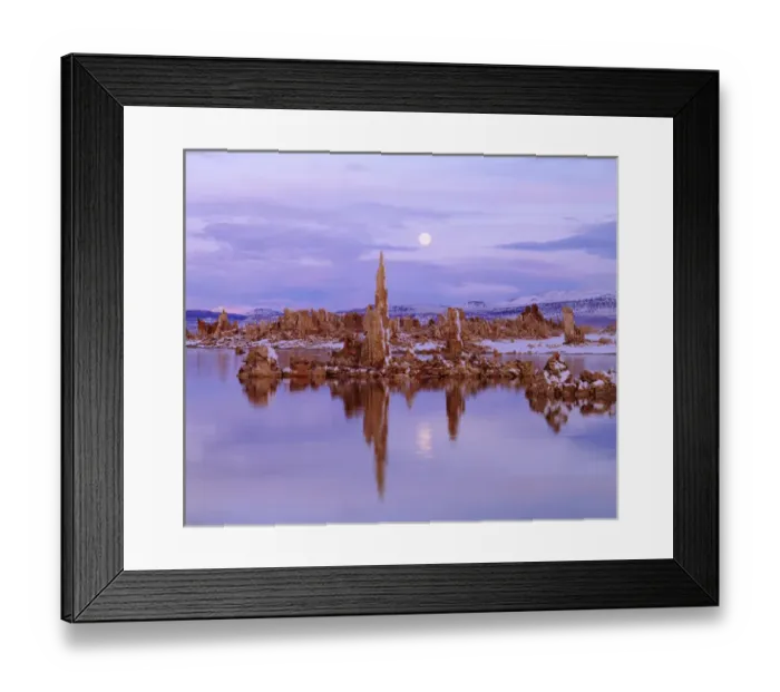 Framed Print : USA, California, Sierra Nevada Mountains. aFull Moon over Tufa Formations, Mono Lake