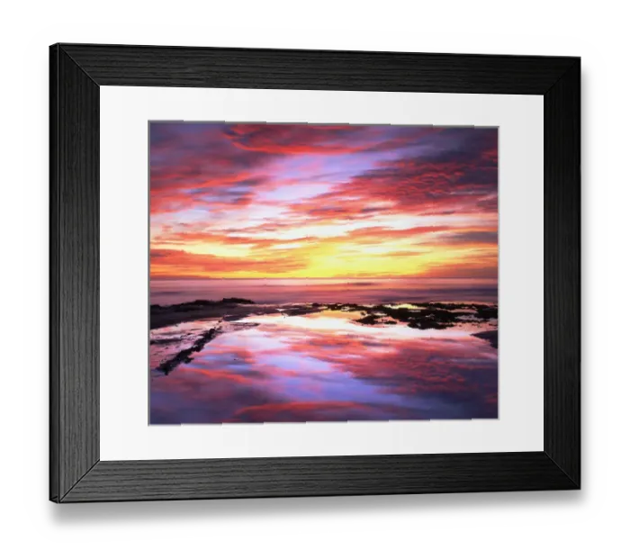 Framed Print : USA; California; Tidepools at sunset at Sunset Cliffs, San Diego