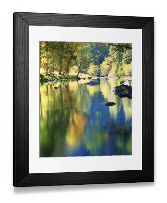 Framed Print : USA; California; Yosemite National Park; Autumn Colors reflecting in the Merced River Framed Print : USA; California; Yosemite National Park; Autumn Colors reflecting in the Merced River
